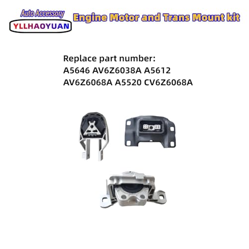 Yllhaoyuan Set of 3 Complete Engine & Transmission Mounts - size: Focus 2012-2018 2.0L L4