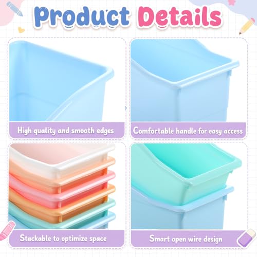 Blosssound Book Bins for Classroom Library, 6 Set, Cloud Pastel - color: Cloud Pastel