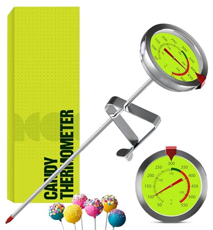 CRAFT911 Candy Thermometer with Pot Clip - Deep Fry Oil Thermometer for Frying and Candle Making (Lemon) - color: Lemon 1 Pack