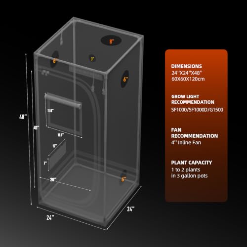 Spider Farmer 2x2 Grow Tent 24"x24"x48" for Indoor Plant Growing 2026 New - size: 24"x24"x48"