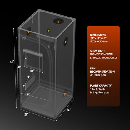 Spider Farmer 2x2 Grow Tent 24"x24"x48" for Indoor Plant Growing 2026 New - size: 24"x24"x48"