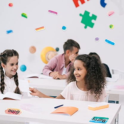 Yexiya 240 Pcs Watercolor Classroom Labels Cutouts for Bulletin Board