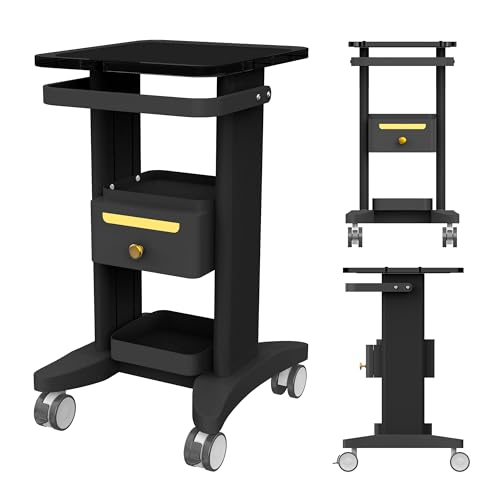 Professional Medical Cart | 3-Tier Rolling Trolley with Drawers | 198 lbs Capacity | Portable Utility Cart for Hospitals, Clinics, Spa, Office, or Home (Black) - color: Black