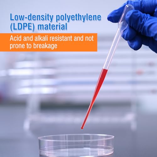 PEKYBIO Disposable Transfer Pipettes Dropper 3ml Plastic Pasteur Pipette Calibrated Lab Pipettes, Low Density Polyethylene (LDPE), Pack of 200 - style: Non-sterile 200Pcs