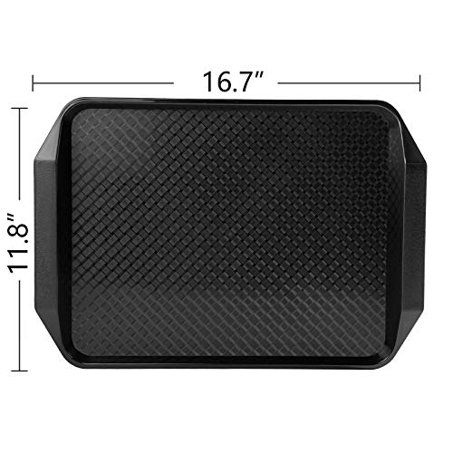 Aebeky Plastic Fast Food Tray,16.7 by 11.8-Inch,Set of 12 (Black) - color: Black