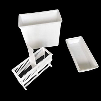 MUHWA White 24 Places Microscope Slides Staining Rack and Jar, Polypropylene，Pack of 2