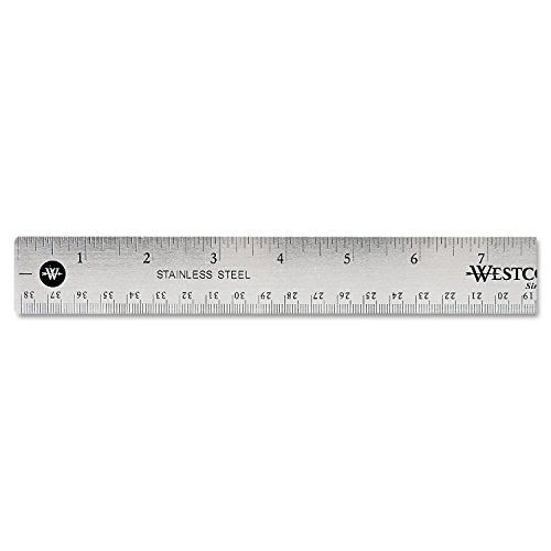 Westcott 10416 15" Stainless Steel Office Ruler with Non Slip Cork Base