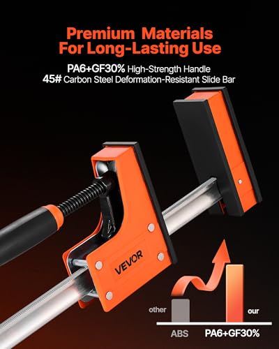 VEVOR Bar Clamps for Woodworking, 2-Pack 24 inch Parallel Clamp Set, F-Clamp with 1500 lbs Load Limit, Even Pressure, High-strength Plastic and Carbon Steel, for Woodworking Metal Working, Orange - size: 24"(2 Pack), style: Heavy-Duty