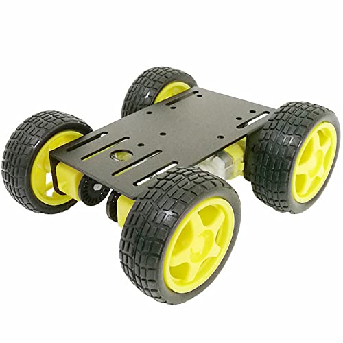 Professional 4WD Robot Smart Car Chassis Kit C101 with Speed Encoder TT Motor, Metal Wheeled Robotic Model Sciences Experiment Platform for Arduino/Raspberry Pie/Microbit STEAM Competition - color: Black
