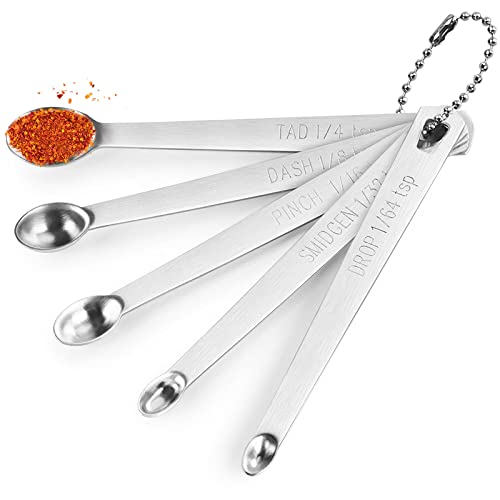 5 Pcs Mini Measuring Spoons Set, Stainless Steel, Cute - color: A: Metal Silver 5pcs