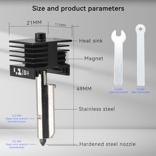 h2d h2s hotend 3Pack 0.4 mm H2D Combo Hotend Print Head Hot End Kit Extruder Upgrade High Temperature Hardened Steel Nozzle Heating Rod Silicone Cover for Bamboo Lab H2D/H2S/A1/A1 Mini - size: 0.4