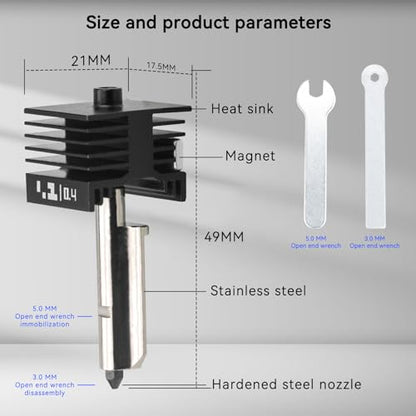 h2d h2s hotend 3Pack 0.4 mm H2D Combo Hotend Print Head Hot End Kit Extruder Upgrade High Temperature Hardened Steel Nozzle Heating Rod Silicone Cover for Bamboo Lab H2D/H2S/A1/A1 Mini - size: 0.4