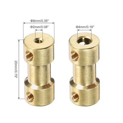 MECCANIXITY 6pcs 2mm to 4mm Brass Shaft Coupling Joint Connector with Screws and Hex Wrench Flexible Motor Shaft Coupler for Car Wheels Tires Shaft Motor - size: 2mm to 4mm