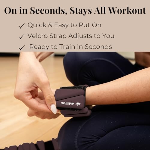 Wrist & Ankle Weights for Women – 2 lb Total, 1 lb Each | Weighted Bangles - color: Espresso