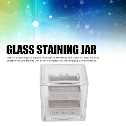 Glass Staining Jar with Lid High Transparency Lab Staining Container for Animal and Plant Specimens Slides Cell Research Durable Glass Material Stainless Steel Rack Included (30 Slides Capacity Jar - size: 30 Slides Capacity Jar Stainless Steel Rack, styl