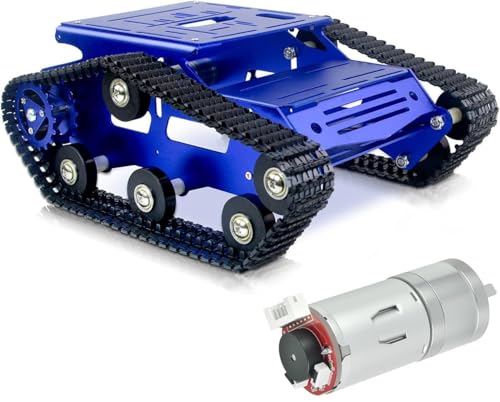 Smart Robot Car Chassis Kit Full Metal Big Tank Chassis with 2WD Motors for Arduino Raspberry Pi Jetson Python DIY Smart Car Learning Kit(Blue1, with Encoder Motor) - color: Blue1