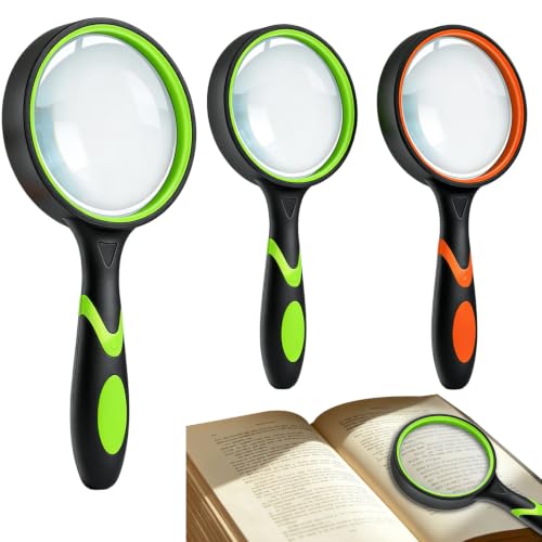 5X Handheld Non-Slip Rubber Reading Magnifying Glass Set - color: Orange