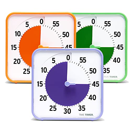 Time Timer 8 Inch Learning Center Classroom Set — 60 Minute Visual Timer for Kids with Dry Erase Activity Cards for Kids Classroom, Learning Centers and Teachers Desk Clock, Secondary (3-Pack) - color: Secondary