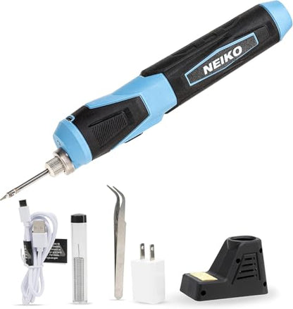 NEIKO 40421A Wireless Soldering Tool, Mini USB Rechargeable Solder Iron Pen, Rapid Heat 356-750°F (180-400°C), Electrical Soldering Set, LED, 4V Lithium-Ion Battery, Cordless Design - style: Cordless Soldering Kit