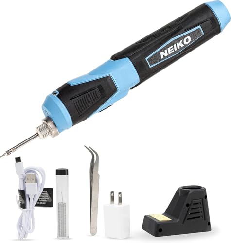 NEIKO 40421A Wireless Soldering Tool, Mini USB Rechargeable Solder Iron Pen, Rapid Heat 356-750°F (180-400°C), Electrical Soldering Set, LED, 4V Lithium-Ion Battery, Cordless Design - style: Cordless Soldering Kit