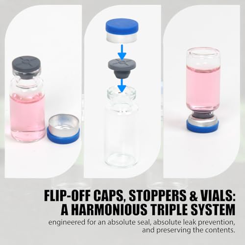 100 Pack 3ml Clear Glass Vials with Caps – 1 Dram Lab Headspace Vials - color: Clear Vial Blue Cap, size: 3ml