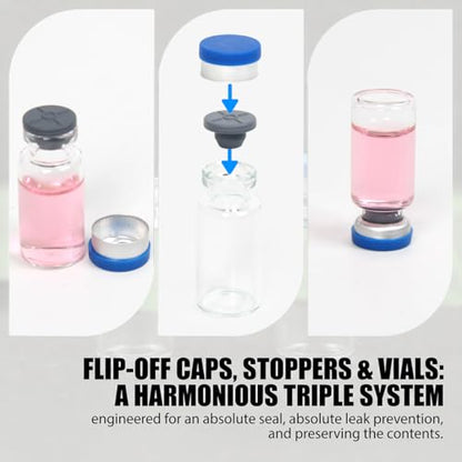 100 Pack 3ml Clear Glass Vials with Caps – 1 Dram Lab Headspace Vials - color: Clear Vial Blue Cap, size: 3ml