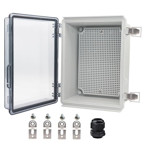 Waterproof Electrical Box, IP67 Junction Box Stainless Steel Latch Hinged Clear Cover Project Enclosure with Wall Bracket 8.7"x6.7"x4.3" - color: Clear, size: 8.7" x 6.7" x 4.3"