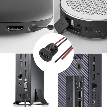 Gebildet 10pcs Type-C Female Chassis 2 Pin Wire 24AWG Waterproof Jack Connectors 3A USB C Pigtail Cable Extension Socket Plug - style: Type-C Female