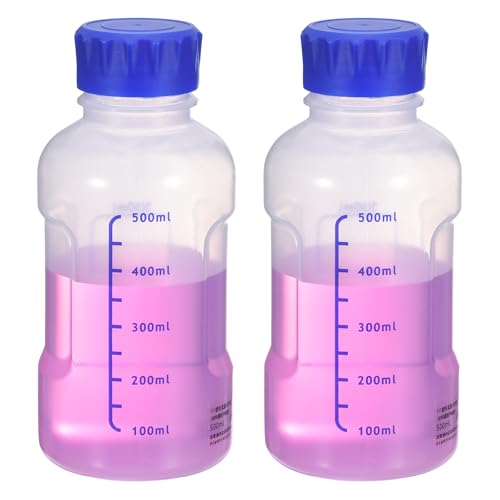PATIKIL 500ml Reagent Bottle 2Pcs Graduated Storage PP Blue Cap Transparent - color: Transparent, size: 500ml