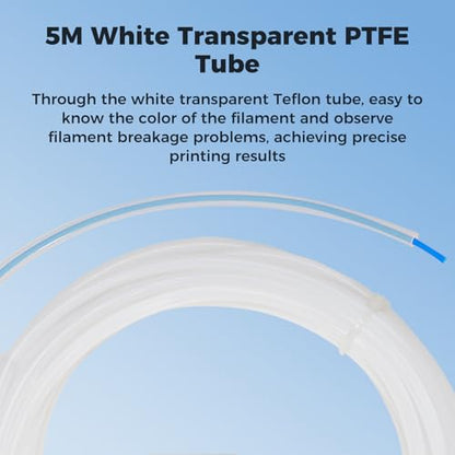 Sovol PTFE Tube 2.5mm ID 4mm OD, 5M/16.4ft w/2 Coupler&Tubing Cutter, White - size: 5 Meter (White)