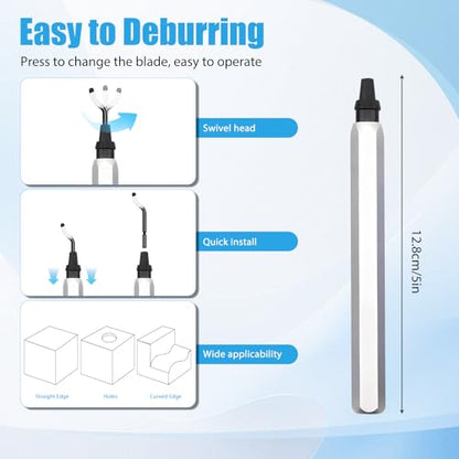13pcs Deburring Tool with 10 High Speed Steel Blades, Deburring Tool 3D Printing with Micro Cutter Tweezers Deburrin Tool Set for Resin Plastic Metal