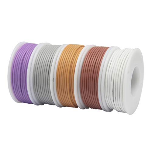 28AWG Flexible Silicone Hook Up Wire - 28 Gauge Tinned Copper Stranded Cable, 600V High Temp Resistant, DIY Electronics, Robotics, LED Projects (Box-2) - color: Silicone wire Box2=Brown+White+Grey+Orange+Purple, size: 28AWG