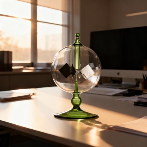 Green Solar Power Radiometer Crookes Solar Energy Spinning Vanes Glass Windmill Gift Home Desk Decoration