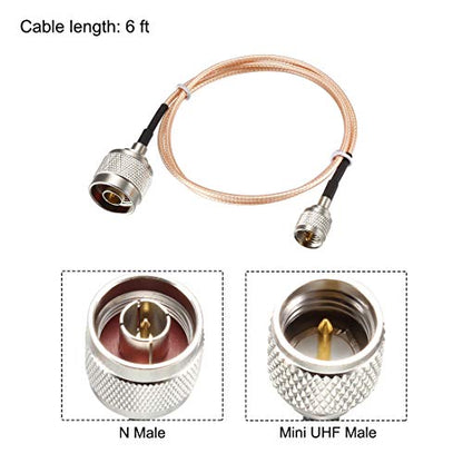 uxcell Mini UHF Male to N Male RG316 RF Coaxial Cable 6 Feet Long - size: 6 Feet