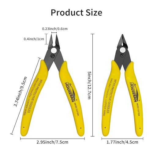 5 Pack Flush Wire Cutters Snips, 5 Inch Micro Flush Cutting Pliers - color: Yellow 5 Pack