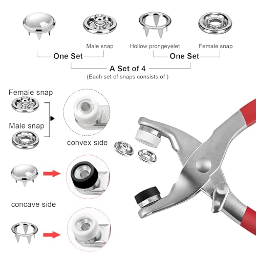 NXTOV 100 Set Pearl Snaps Button Kit with Fastener Pliers - color: White
