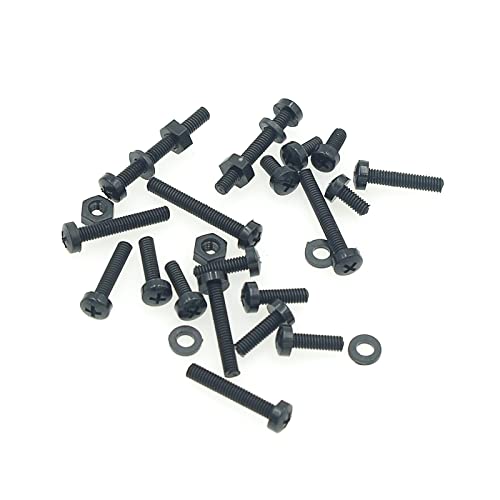 340PCS M3 Black Nylon Phillips Pan Head Screws Nuts Washers Kit - size: M3