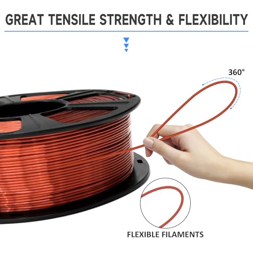 GIANTARM 3D Printer Filament,Silk Copper PLA Filament,1Kg(2.2lbs) Spool - color: Silk Copper, size: 1kg