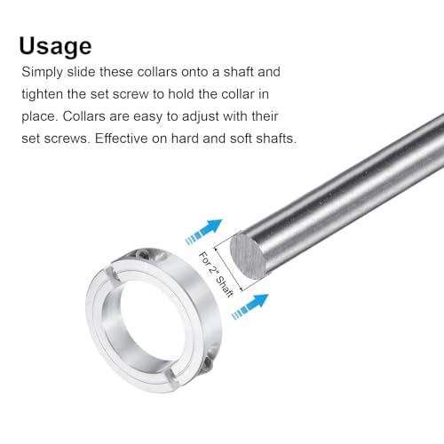 uxcell Double Split Clamp-On Shaft Collar 2" Bore, Aluminum Alloy - size: 2"