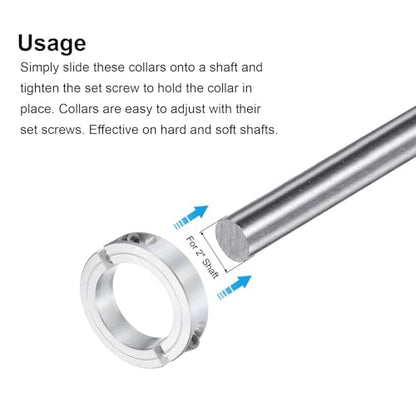 uxcell Double Split Clamp-On Shaft Collar 2" Bore, Aluminum Alloy - size: 2"