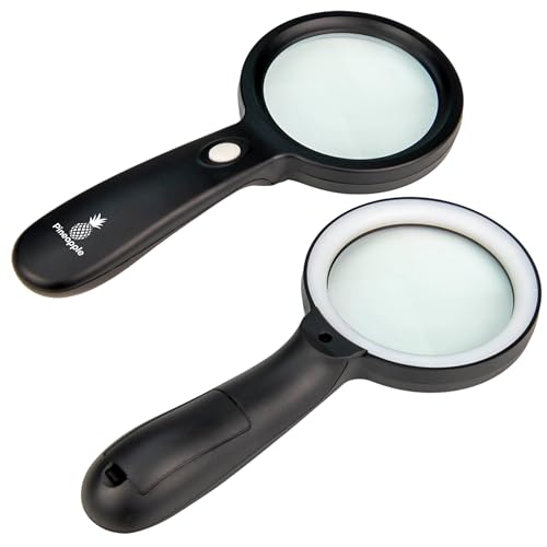 Magnifying Glass with Light, 10X Lighted Magnifier Handheld, Large Magnifying Glass for Reading, Seniors, Macular Degeneration, Elderly