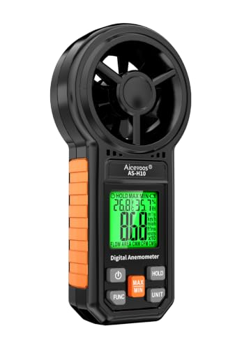 Digital Anemometer Handheld Wind Speed Meter, Measures Wind Speed Wind Flow Temperature and Humidity CFM Air Flow Velocity Meter with Big Backlit Screen
