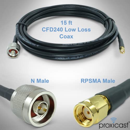Proxicast 15 ft RPSMA Male to N Male 50 Ohm Low-Loss CFD240 Coax Cable - size: CFD240, style: 15 ft