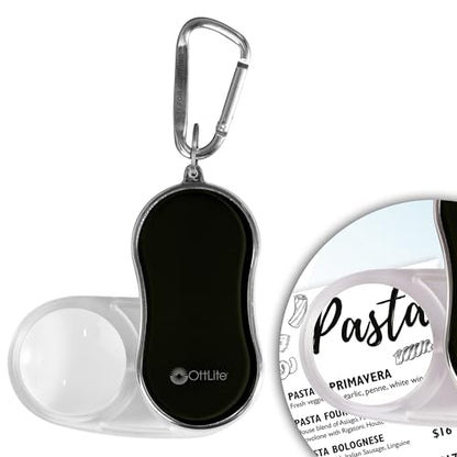OttLite Pocket LED Magnifier with Carabiner Clip, Black - color: Black