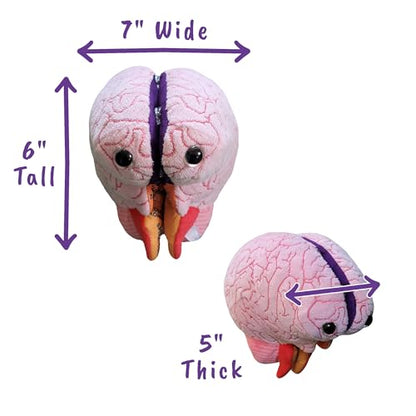 GIANTmicrobes Brain Model Anatomy Plush with Embroidered Details