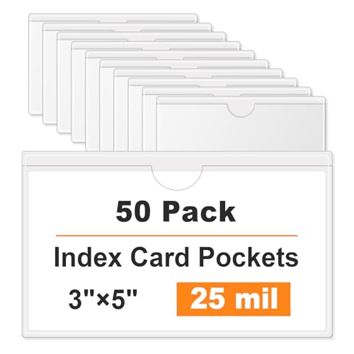 TOTiyea Clear Adhesive Pockets 50 Pack 3"×5",Strong Adhesive Backing - size: 3'' x 5'', style: 50 Pack