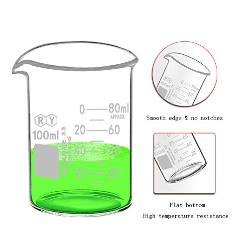 4-Piece Borosilicate Glass Beaker Set, 10-250 mL - size: RY10ml+50ml+100ml+250ml