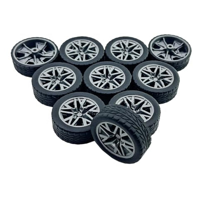 10PCS Model Car Wheels Toy Car Rubber Tire Wheels with Metal Shaft Round Axles for for RC Car Truck Robot DIY Model Toy Wheel Replacement Accessories (2.5x45mm) - style: 2.5x45mm