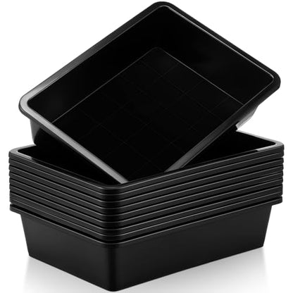 Hoteam 10 Pack Flat Bins Paper Trays,Black,13.78 X 9.84 X 3.15 Inch - color: Black, size: 13.78 x 9.84 x 3.15 Inch