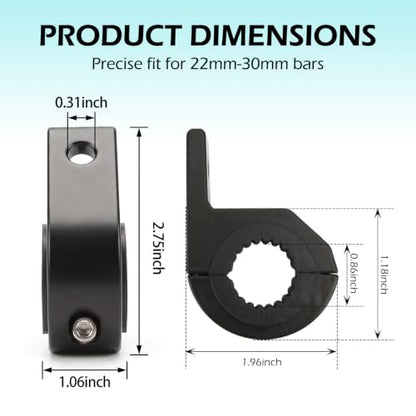 2 PCS Corrosion Resistant Aluminum Horizontal Bar Mount Clamp Kit, Adjustable 0.87" - 1.2" Tube Bracket for Bullbar Roll Cage Roof Rack, Fits Motorcycle ATV Truck SUV Vehicles (Black)
